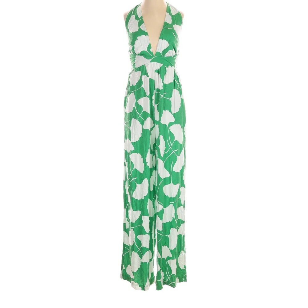 Diane Von Furstenberg for Target: Worn Once - Green  White Halter Jumpsuit